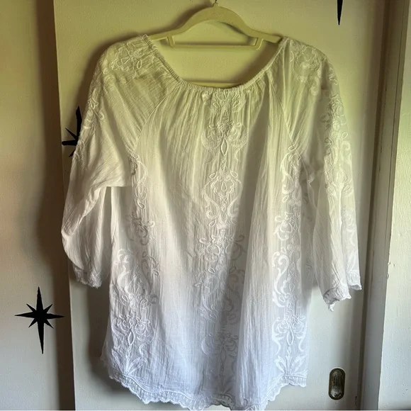 J. Jill White Relaxed Embroidered Blouse - Picture 6 of 8